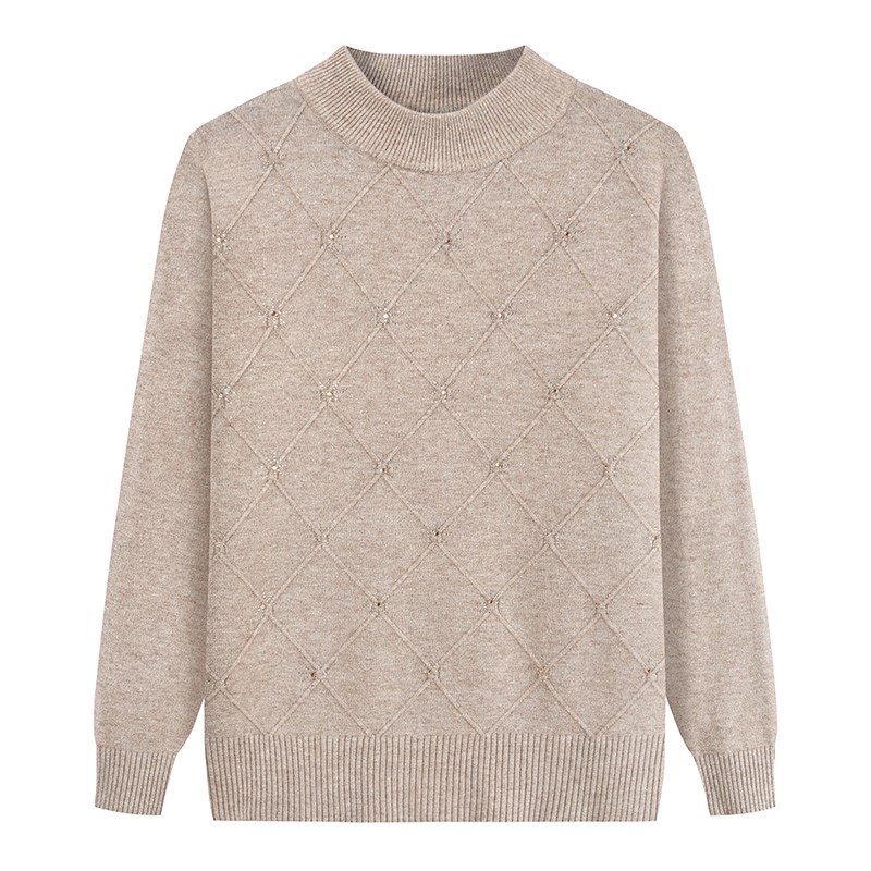 中老年人女装秋冬装加厚毛衣妈妈装套头上衣大码奶奶装针织打底衫 - 图2