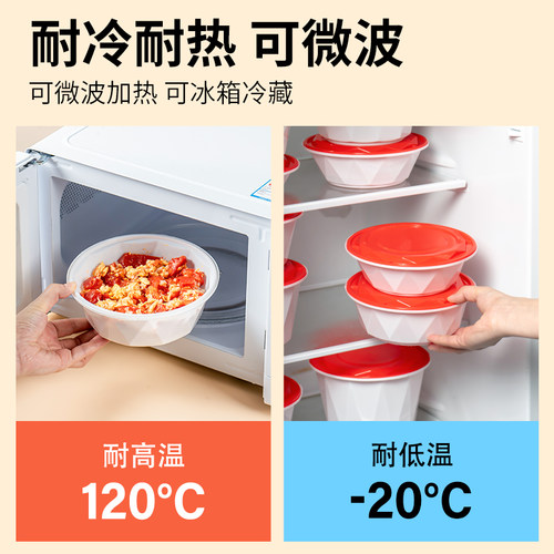 一次性圆形锁扣快餐盒防盗圆形外卖打包盒加厚麻辣拌餐盒便当饭盒 - 图3