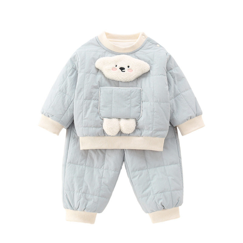 儿童套装秋冬装男女宝宝小狗家居服夹棉棉衣棉裤婴幼儿分体两件套,淘宝优惠券,粉丝福利购,淘宝优惠卷