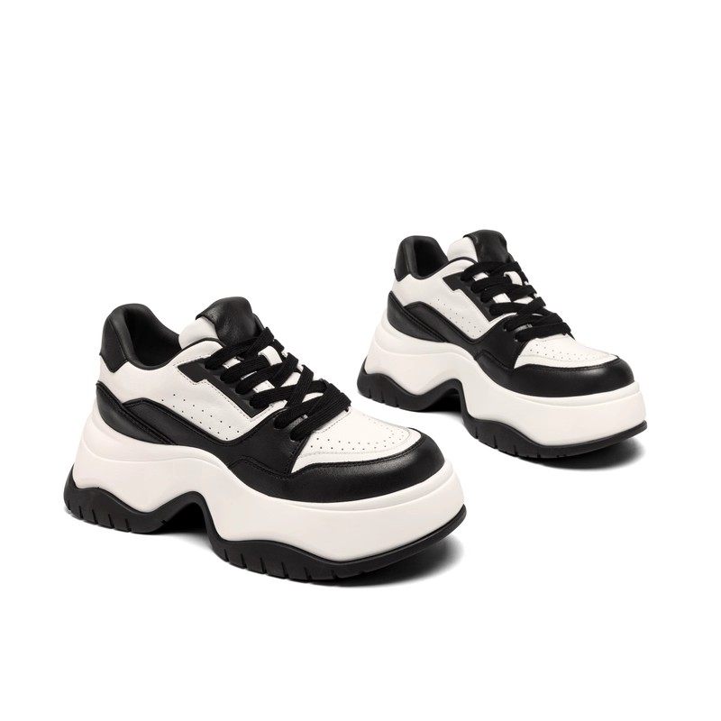 JOOC玖诗厚底老爹鞋女2025秋冬新款撞色百搭休闲鞋增高黑白熊猫鞋,淘宝优惠券,粉丝福利购,淘宝优惠卷