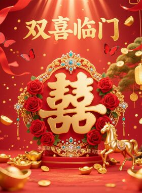 新款双喜临门装饰贴纸室内墙贴客厅玄关卧室房门防水带背胶自粘贴