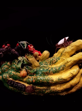 推荐小佛手果得心应手石湾陶瓷公仔家居公司玄关商铺酒柜中式摆件