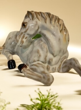 石湾陶瓷白马摆件生肖乔迁送礼