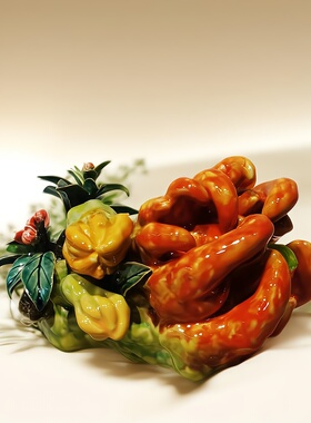 佛手瓜得心应手佛山石湾公仔陶瓷摆件公司办公乔迁客厅玄关中式装