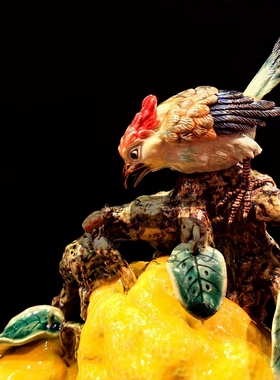 陶瓷石湾公仔创意仿真柚子宝宝新婚商铺家居客厅装饰中式禅意摆件