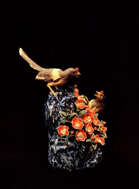 动物喜鹊石湾陶瓷中式客厅会所