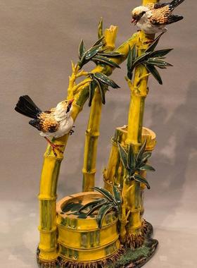 石湾陶瓷金枝玉叶竹子步步高仿真摆件客厅玄关中式现代家居伴手礼