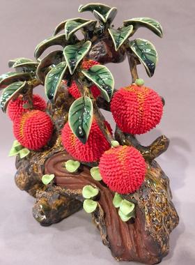 石湾陶瓷鸿运红利满堂红仿真水果苹果荔枝客厅玄关中式摆件伴手礼