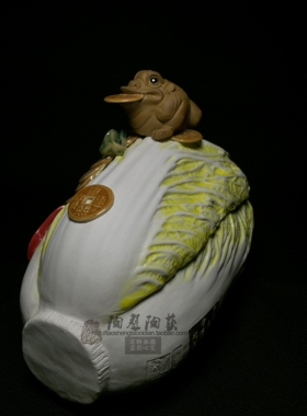 金蟾中式风水果石湾公仔手工摆件