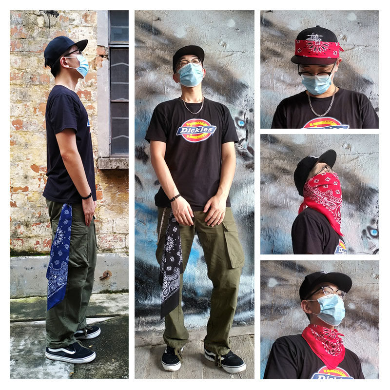 纯棉大方巾腰果花hiphop嘻哈街舞头巾日式复古领巾围脖百搭发带潮_虎窝淘