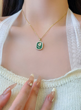 超仙郁金香珍珠项链女2026新款爆款夏天小清新锁骨链法式轻奢颈链