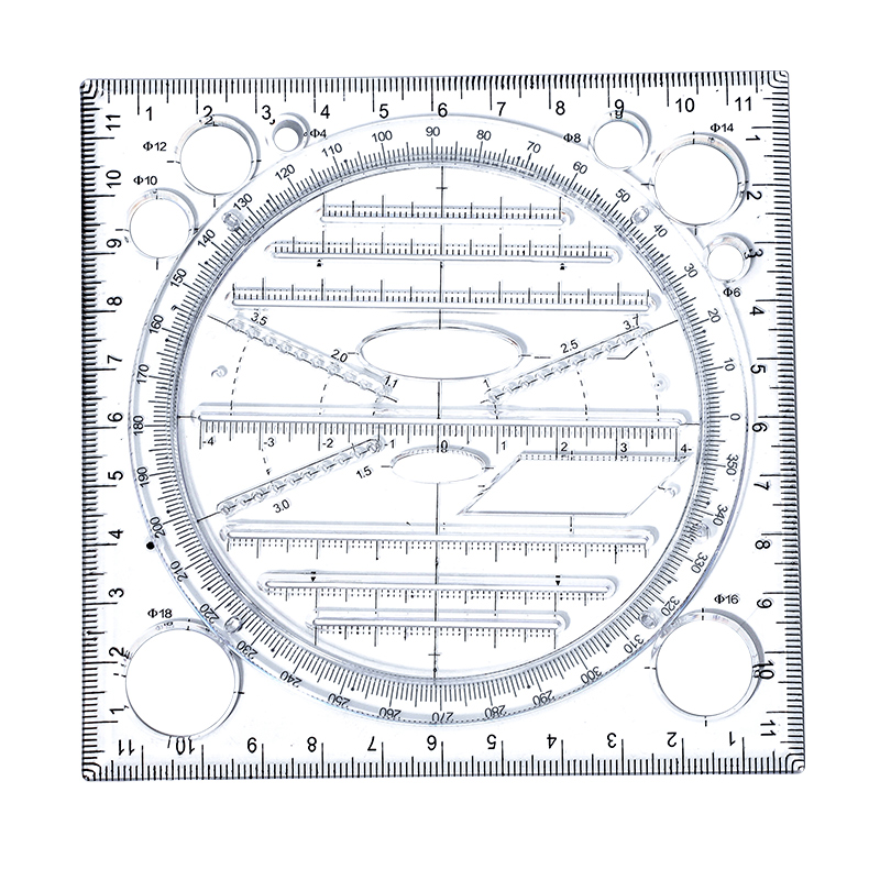 多功能尺子几何图形绘图神器高初中生考试平行椭圆三角直尺函数尺 - 图3