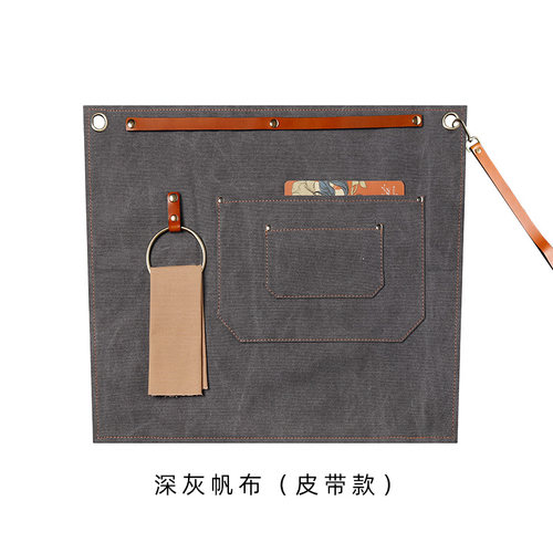 牛仔帆布网红同款奶茶店烘焙短款半身围裙理发师厨师咖啡工作服女 - 图1