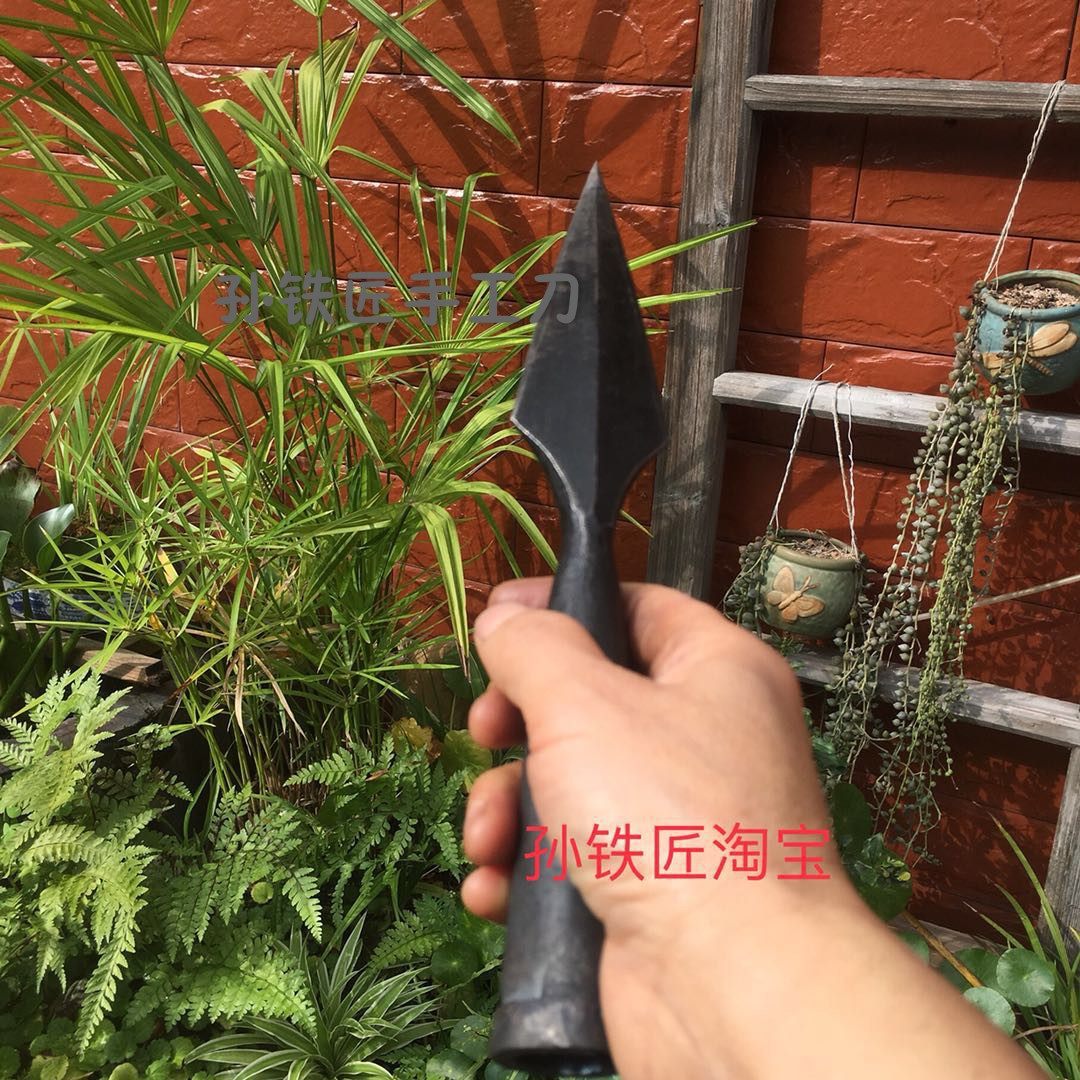 长柄矛头武术红纓霸王枪头长矛强身健体手工锻打冷兵器防身未开刃_虎窝淘