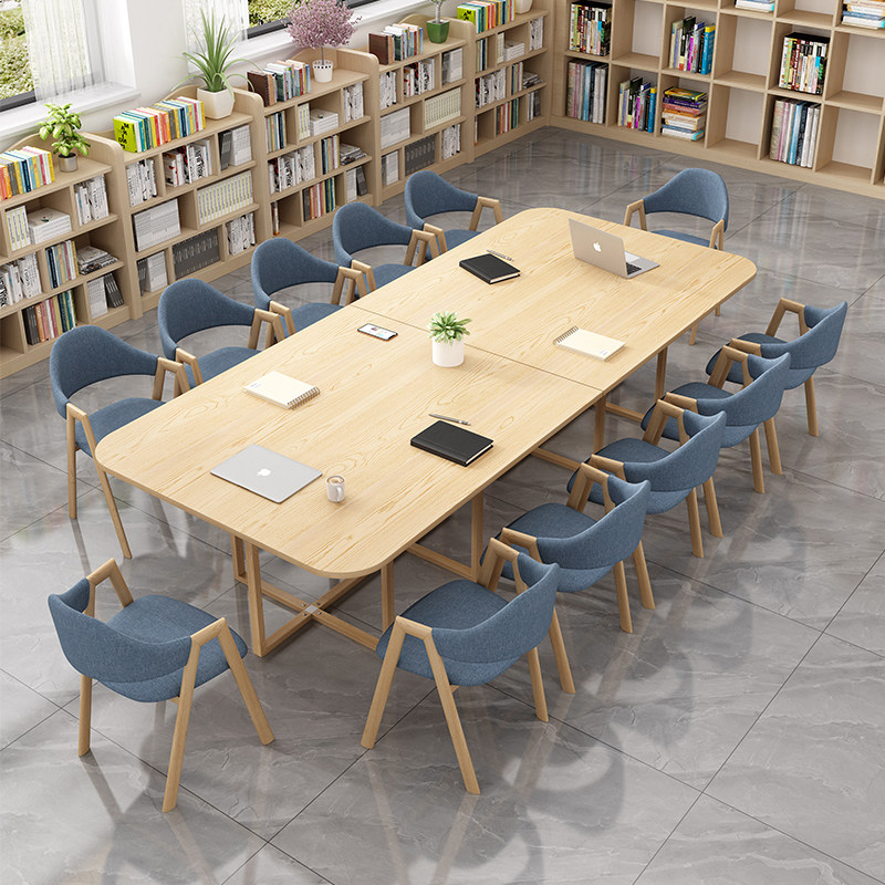 简约现代办公接待会客大型培训会议桌椅图书馆阅览室长条桌椅组合