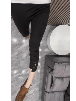 European H metal buckle quick-drying facial mask straight pants for women summer thin new high-waist elastic slim pants pencil ແປດຈຸດສໍາລັບຕີນຂະຫນາດນ້ອຍ