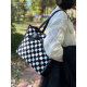 Uustudio niche design tote bag for women plush checkerboard bow single shoulder large capacity bag trendy