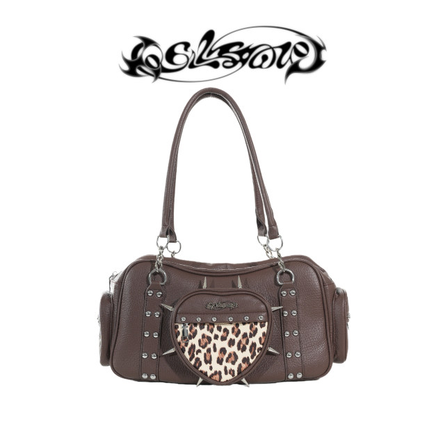 Original design Yabi leopard print rivet love armpit bag