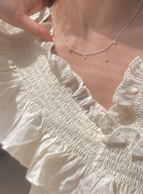 s925纯银小钻流苏锁骨链精致小众