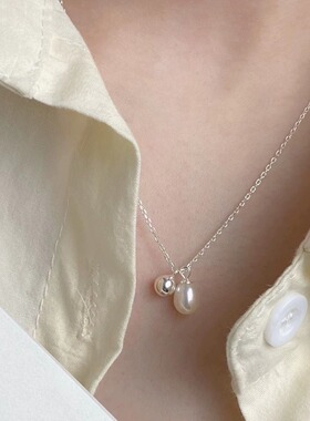 蒂奇珍珠项链ins925纯银锁骨链