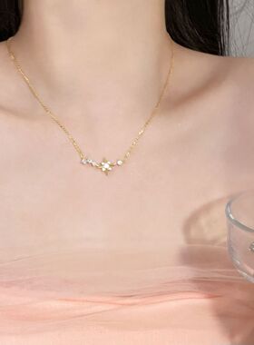 s925纯银八芒星项链女轻奢锁骨链