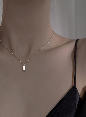 s925纯银小金条设计项链毛衣链女