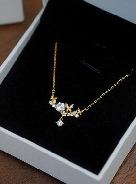 s925纯银森系蝴蝶锁骨链女小清新