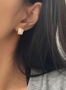 天然珍珠s925纯银项链耳钉套装女