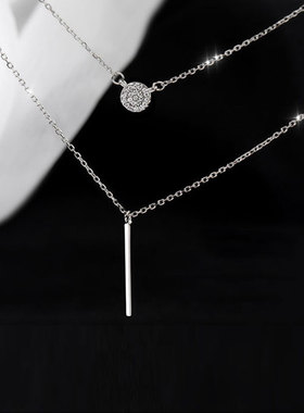 s925纯银双层叠戴锁骨链ins风女