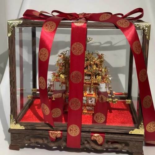 拼酷金翅鸟冠金属拼装模型十里红妆花轿嫁衣凤冠3d拼图结婚礼物 - 图1