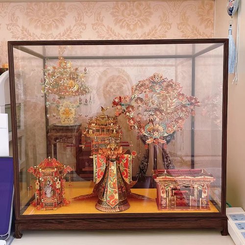 拼酷金翅鸟冠金属拼装模型十里红妆花轿嫁衣凤冠3d拼图结婚礼物 - 图0