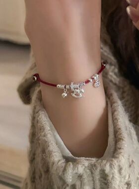 潘多拉的宝藏纯银999小马红绳手链女款本命年转运编织闺蜜新年生