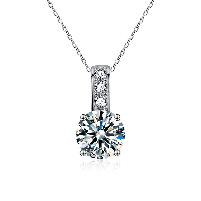 s925纯银莫桑钻经典四爪项链时尚简约设计感吊坠欧美爆款饰品 - 图3