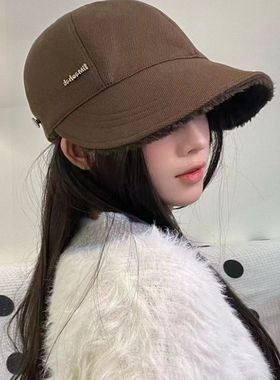 女秋冬加厚保暖羊羔毛鸭舌帽