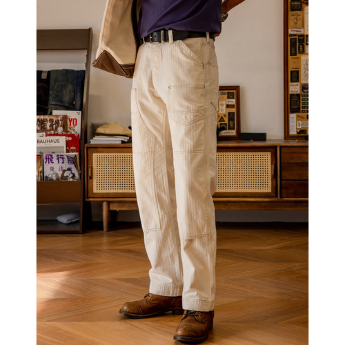 红风 井下工装裤HBT中高腰宽松直筒机车休闲裤 复刻freewheelers - 图1