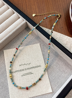 天然石绿松石串珠项链女款