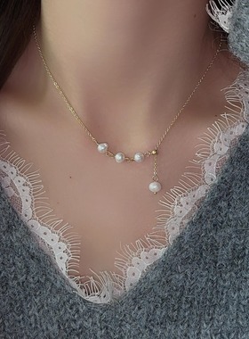 淡水珍珠项链女夏小众设计感