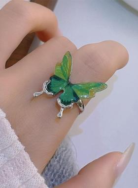 浅绿色蝴蝶结2024新款指环超仙