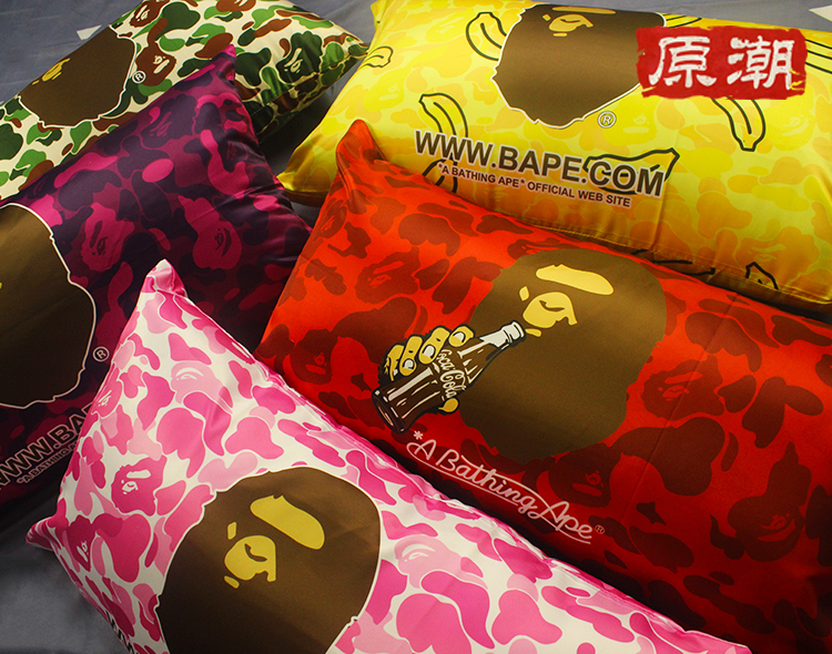 潮牌Bape猿人個性創意長方形沙發坐墊靠背套抱枕休閒午睡情侶枕頭