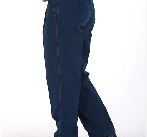 Рабочие хлопковые джинсовые износостойкие штаны для работы, свободный крой