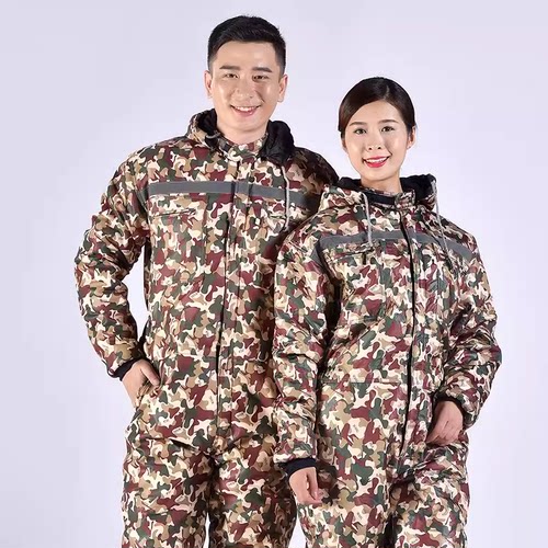 加棉加厚劳保冬季户外连体衣工作服男女棉服垂钓冷库防水保暖抗寒 - 图2