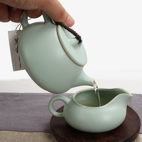 寒舍汝窑茶壶陶瓷茶具套装汝瓷开片石瓢壶冰裂功夫茶具大号泡茶壶 - 图2