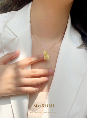 金箔抽象造型设计风格18k项链