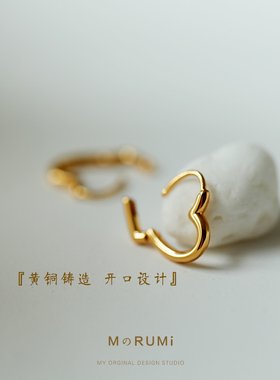 光面立体感爱心耳环桃心形极简约