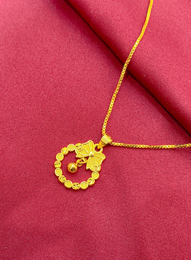 2024年新款花朵蝴蝶结金色项链女