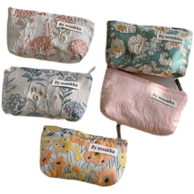 French embossed flower makeup bag portable clutch bag