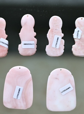 天然粉贝雍和水晶雕刻观音守护神特价瑕疵处理款吊坠带证书