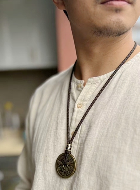 男士山鬼花钱项链吊坠绳