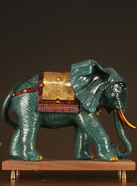 铜大象摆件一对黄铜招财吸水象中式酒柜办公室客厅乔迁礼品特大号