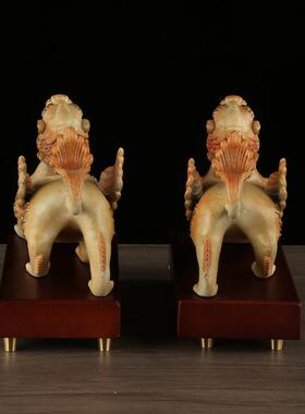 铜飞天貔貅摆件一对吉祥青如意黄貔貅家居店铺办公室工艺品礼品